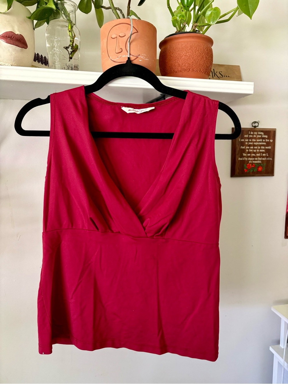 Material Girl Deep V Hot Pink Draped Top